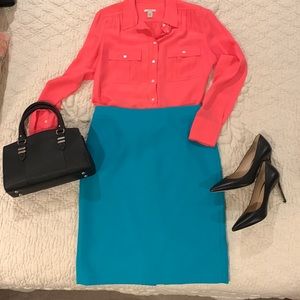 J. Crew Wool No. 2 Pencil Skirt in Retro Jade, size 6, excellent condition